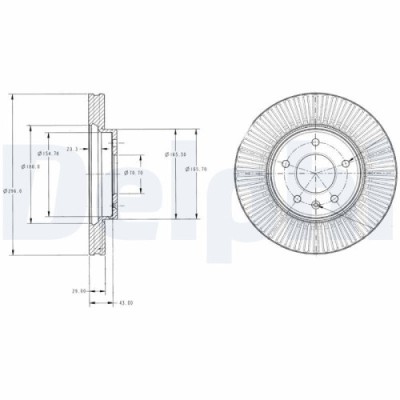 Set discuri frana fata DELPHI, Chevrolet Captiva (C100, C140), 06.06-; Opel Antara (L07), 05.06-, Fata; puntea fata foto