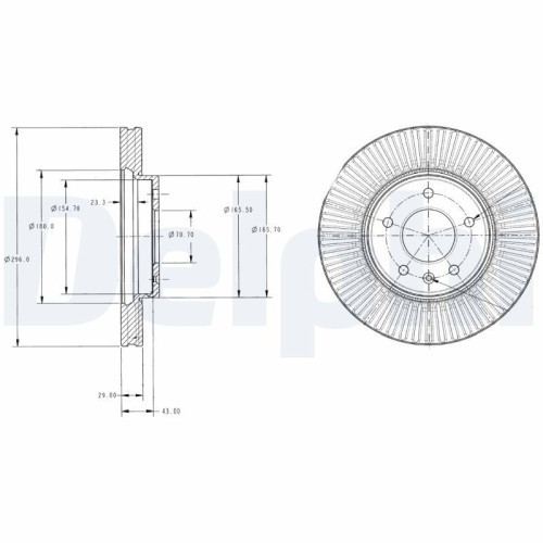 Set discuri frana fata DELPHI, Chevrolet Captiva (C100, C140), 06.06-; Opel Antara (L07), 05.06-, Fata; puntea fata
