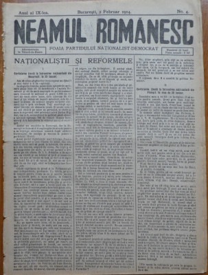 Ziarul Neamul romanesc , nr. 4 , 1914 , din perioada antisemita a lui N. Iorga foto