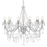 vidaXL Candelabru cu mărgele, argintiu, 12 becuri x E14 281610