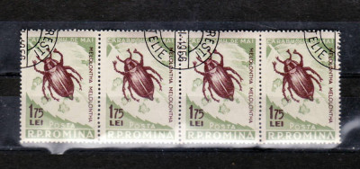 Romania 1956 Insecte daunatoare 1.75 lei straif din 4 foto