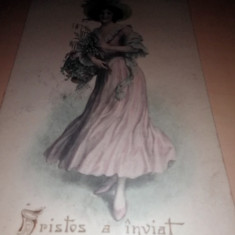 CARTE POSTALA / FELICITARE ,STAMPILA BRAILA - HRISTOS A INVIAT , ANII 1900