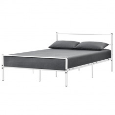 Rama metalica pat Oscar, design vintage, cu gratar, 208,5 x 141,5 x 81cm, otel sinterizat, alb, pentru 2 persoane foto