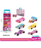 Set 4 Masinute Metalice Jucarie Copii Fete cu Maner, Compartiment Transparent, Peste 3 Ani