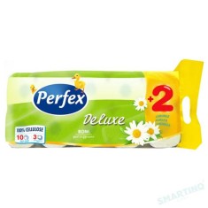 Hartie Igienica PERFEX Deluxe Camomile, 3 Straturi, 10 Role/Bax, 145 File/Rola, Hartie cu Parfum de Musetel, Hartie Igienica Parfumata, Hartie Igienic foto