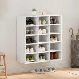vidaXL Pantofar Alb Lemn 77.5x30x83.5cm Dulap Depozitare Incaltaminte Hol/Living Rafturi Ajustabile Design Modern