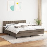 Cumpara ieftin Pat continental cu saltea, gri taupe, 180x200 cm, textil