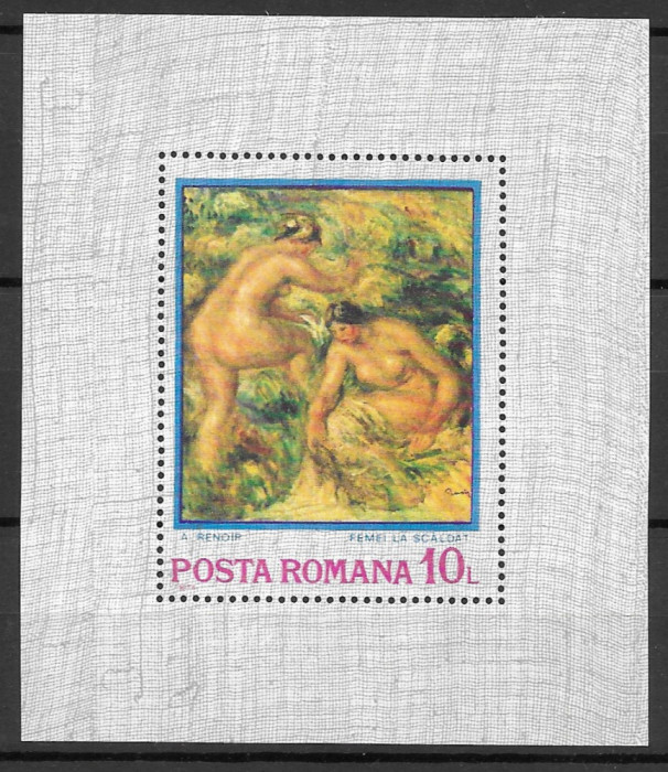 Romania 1974 - Reproduceri de arta Impresionismul, colita dantelata, MNH, LP 840