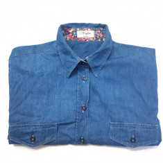 MAYFAIR London camasa dama cu maneca scurta albastru bleumarin denim bumbac 40