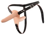 Strap-On Dublu, 10 Moduri Vibratii, Silicon, USB, Natural, 15.7 cm