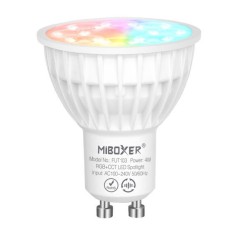 Bec LED 4W GU10 RGB+CCT LED Spotligh 320lm 80lm W 2700K 6500K, 16 milioane de culori intensitatea luminii ajustabila, control de la distanta 30m 2.4GH
