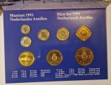 Set Monede Antilele Olandeze, Netherlands Antilles, 1993, 7 monede, 1 jeton