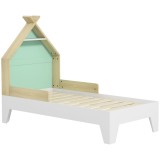 AIYAPLAY Pat pentru Copii cu Balustrade Anti-Cădere, Pătuț pentru Copii &icirc;n Formă de Căsuță, 144x74x110 cm, Verde | Aosom Romania