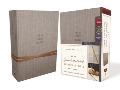 NKJV, Journal the Word Reference Bible, Cloth Over Board, Gray, Red Letter Edition, Comfort Print: Let Scripture Explain Scripture. Reflect on What Yo foto