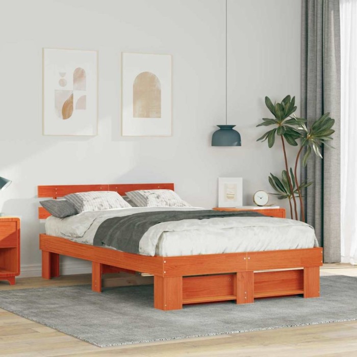 vidaXL Cadru de pat Maro ceruit 120 x 190 cm Lemn masiv de pin 872496