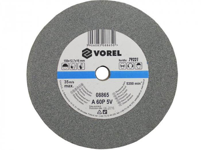Disc abraziv fin pentru polizor de banc 150x12x15 mm VOREL