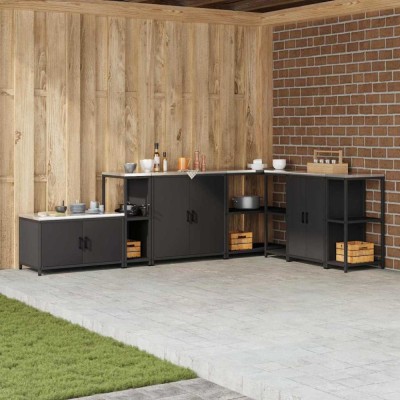 vidaXL Raft de depozitare pentru bucătărie cu raft Negru Oţel 874975 foto