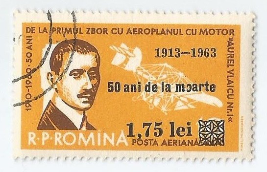 Romania, LP 567/1963, 50 ani de la moartea lui A. Vlaicu, supr., eroare 1, obl.