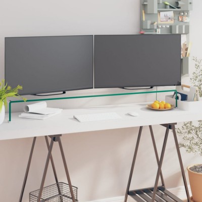 vidaXL Stand TV/Suport monitor sticlă transparentă 120x30x13 cm foto