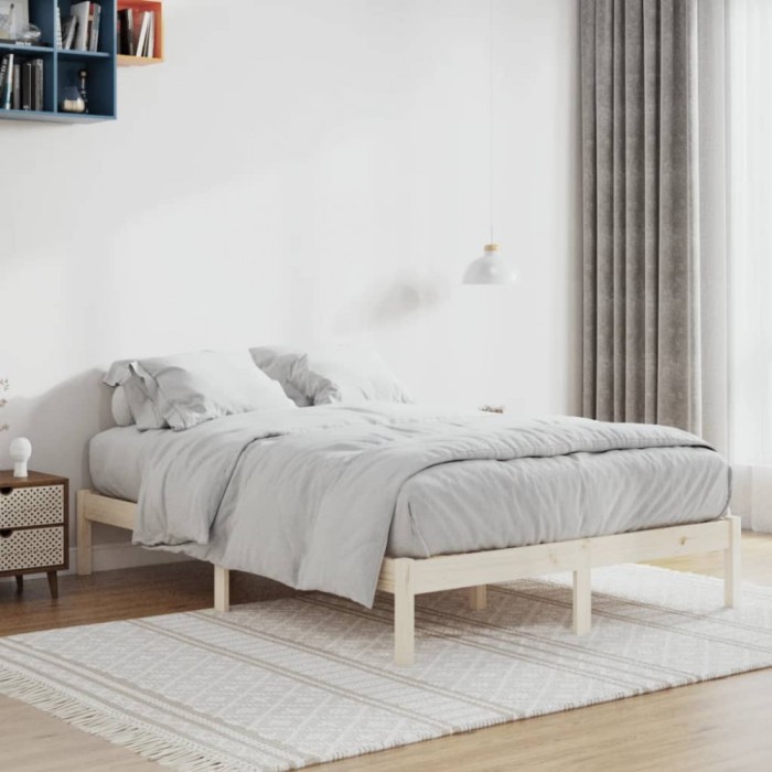 vidaXL Cadru de pat fără saltea, 137x190 cm, lemn masiv pin complet 822458