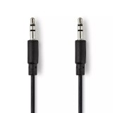 Cablu audio stereo Jack 3.5 mm tata - 3.5 mm tata 1m spiralat negru Nedis