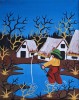 KACOVIC-Peisaj cu pescar, pictură naivă jugoslavă, Peisaje, Tempera, Altul