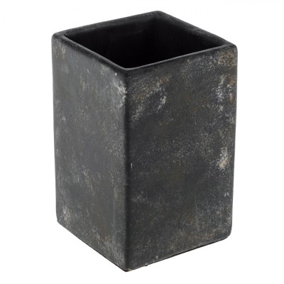 Suport Periuță de Dinți, Model Vintage, Ciment, Culoare Negru, Dimensiuni 7x7x11cm foto