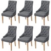 VidaXL Scaune de bucătărie, 6 buc., gri &icirc;nchis, material textil