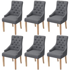 vidaXL Scaune de sufragerie, 6 buc., gri &icirc;nchis, material textil