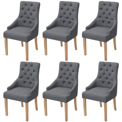 vidaXL Scaune de bucătărie, 6 buc., gri &amp;icirc;nchis, material textil foto
