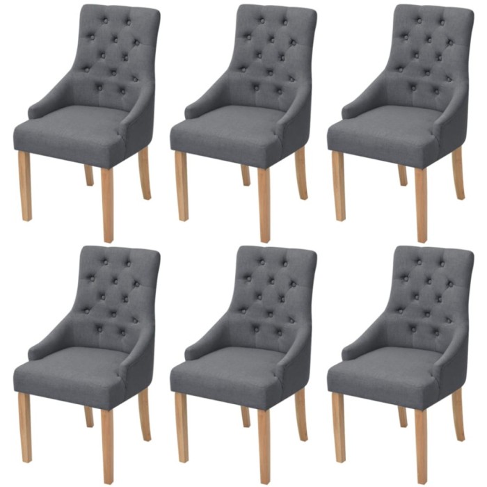vidaXL Scaune de bucătărie, 6 buc., gri &icirc;nchis, material textil