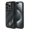 Husa iPhone 15 Pro Max Karl Lagerfeld Diagonal Quilted Script, negru, KLHCP15XPQDSMGK