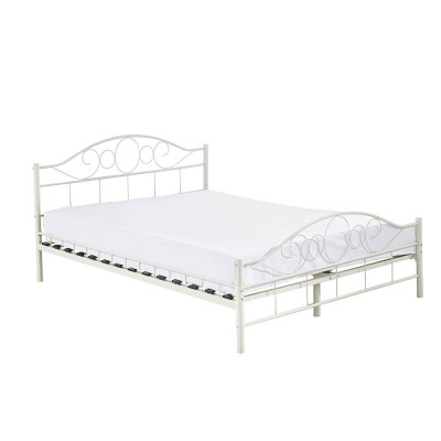 Cadru pat metalic Mimi cu grilaj cadou, in mai multe dimensiuni si culori-alb-160x200cm foto