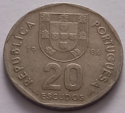 Portugalia , 20 Escudos 1986 foto