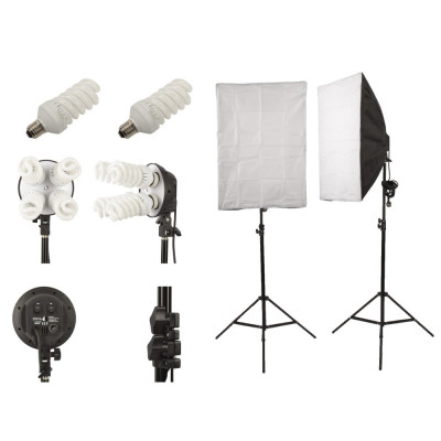 Kit lumina softbox pentru studio foto cu 4 becuri, FST foto