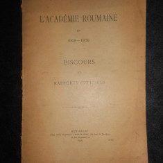 L'Academie Roumanie en 1908-1909. Discours et rapports officiels (1909)