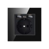 Priza Techstar Crystal TSU1, 2 USB, 2.1A, Negru Onyx, Sticla Securizata, 16A, Incastrata, Perete, Casa/Birou