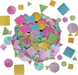 Stickere autoadezive forme geometrice colorate glitter,hartie gumata,60 bucati set