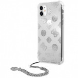 Husa Plastic - TPU Guess Chain Peony pentru Apple iPhone 11, Argintie GUHCN61KSPESI