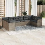 Cumpara ieftin Set mobilier de grădină cu perne, 10 piese, gri, poliratan