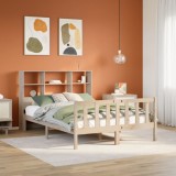 Cumpara ieftin Pat cu bibliotecă fără saltea, 160x200 cm, lemn masiv de pin