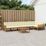 vidaXL Set de canapele de exterior cu pernă 7 pcs Natural și Crem 3382628