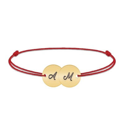 Penny - Bratara personalizata snur doi banuti din argint 925 placat cu aur galben 24K foto