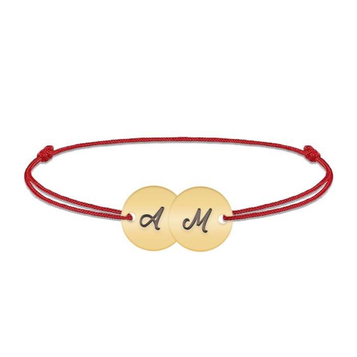 Penny - Bratara personalizata snur doi banuti din argint 925 placat cu aur galben 24K