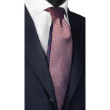 Cumpara ieftin Cravata Matase Barbati, Nod Contrast Bordo-Alb, 148cm x 7cm, Made in Italy, Cutie Cadou