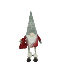 Ornament de craciun spiridus, flippy, rosu/alb, textil, 42 cm