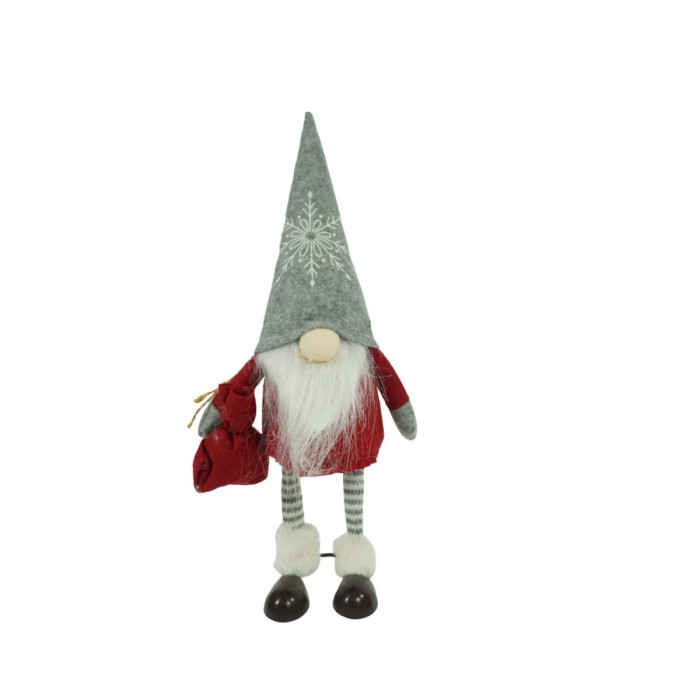 Ornament de craciun spiridus, flippy, rosu/alb, textil, 42 cm