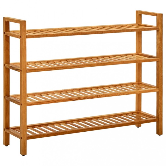 vidaXL Pantofar cu 4 rafturi, 100x27x80 cm, lemn masiv de stejar