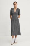 Tommy Jeans rochie culoarea negru, midi, evazată, DW0DW20450