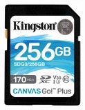CARD SD KINGSTON, 256 GB, SD, clasa 10, standard UHS-I U3, &quot;SDG3/256GB&quot; (timbru verde 0.03 lei)